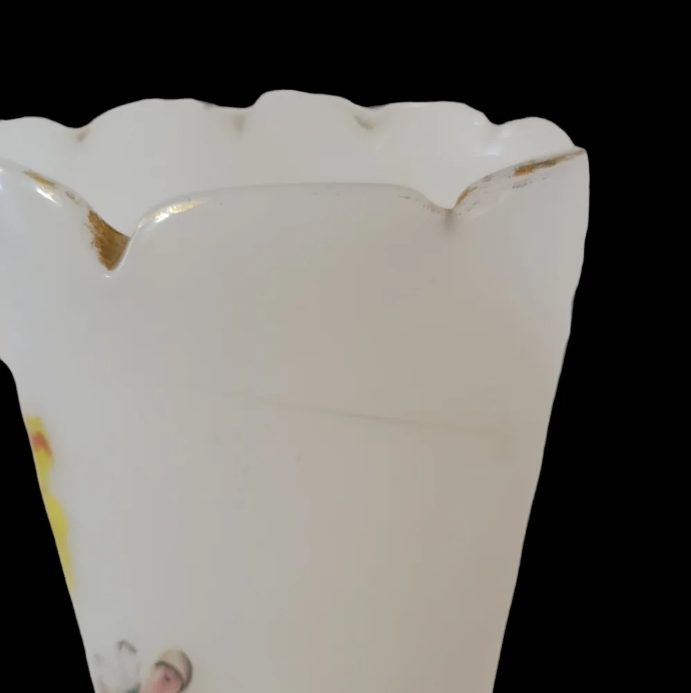 Victorian Bristol Frosted Glass Vase Handpainted